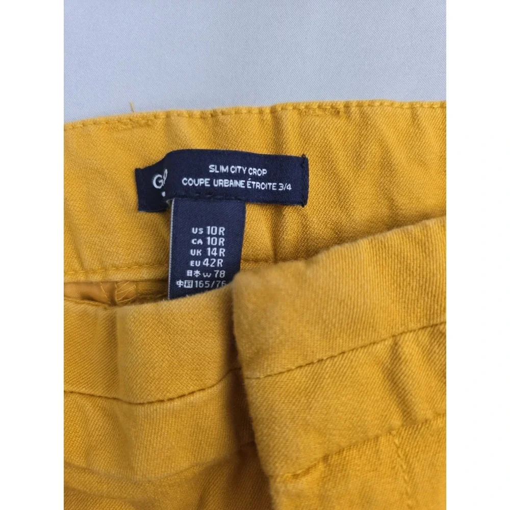 GAP Slim Crop Pants Womens Size 10 Regular Dark Mustard Yellow Two Way Stretch